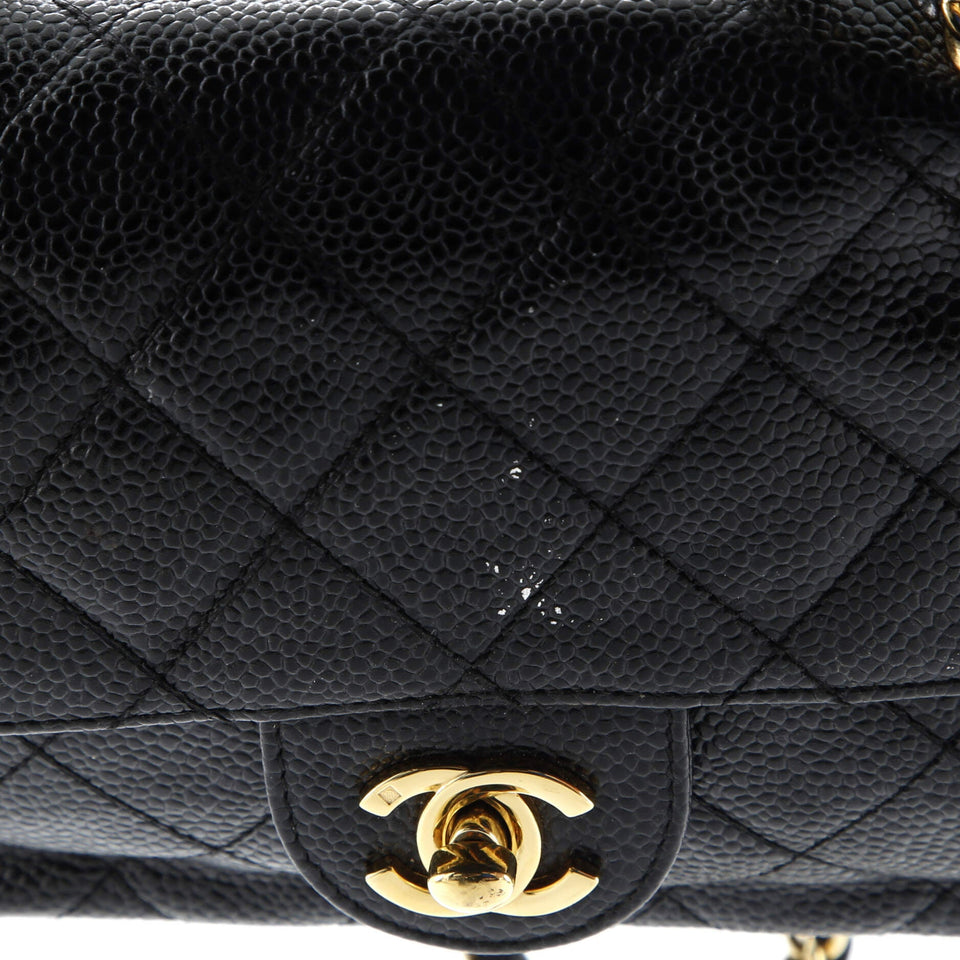 Vintage Square Classic Single Flap Bag Quilted Caviar Mini