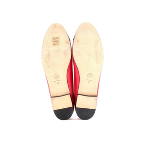 Women's CC Cap Toe Bow Ballerina Flats Leather with Grosgrain and Faux Pearls