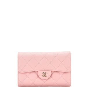 Trifold Classic Flap Wallet Quilted Caviar Medium