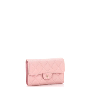 Trifold Classic Flap Wallet Quilted Caviar Medium