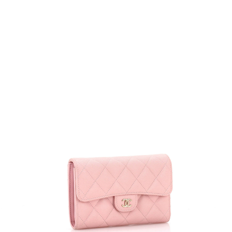 Trifold Classic Flap Wallet Quilted Caviar Medium