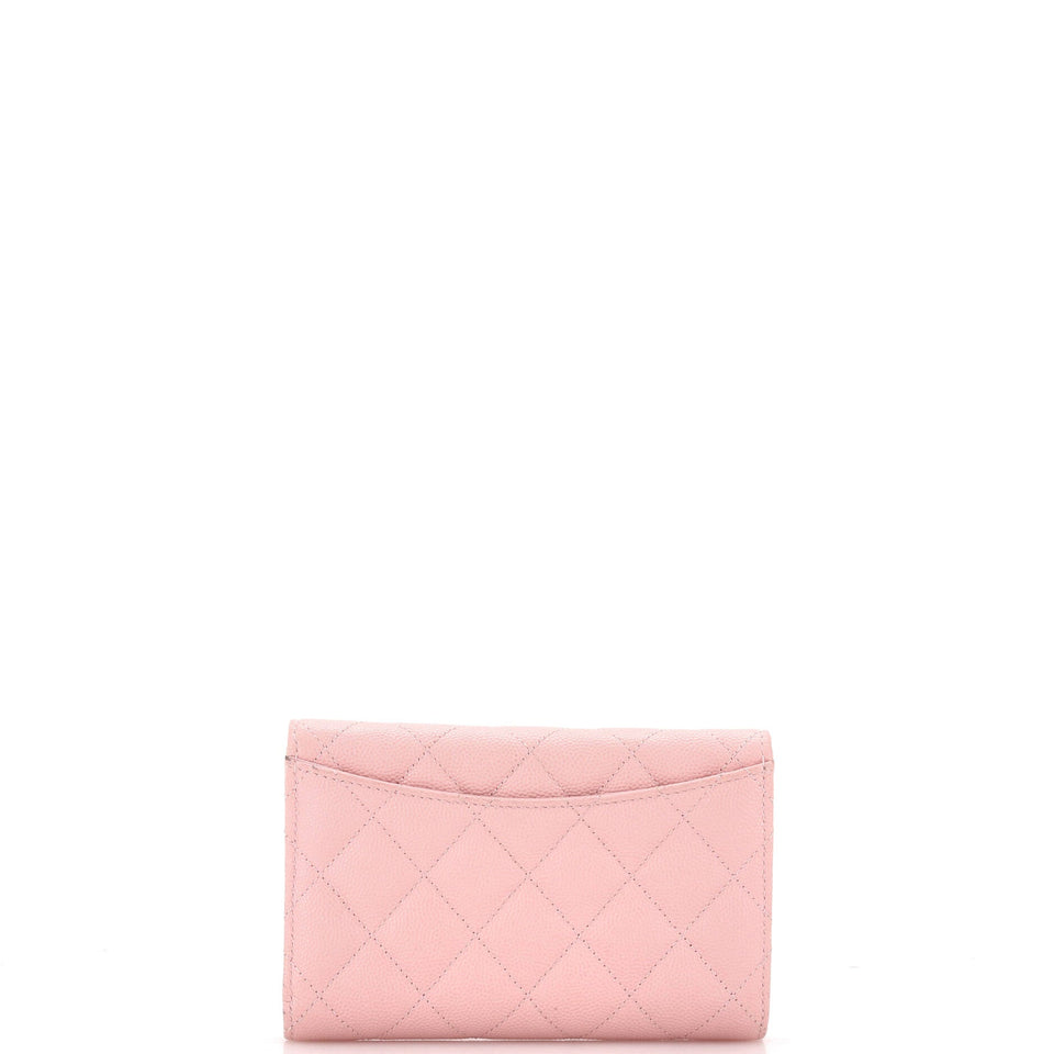 Trifold Classic Flap Wallet Quilted Caviar Medium