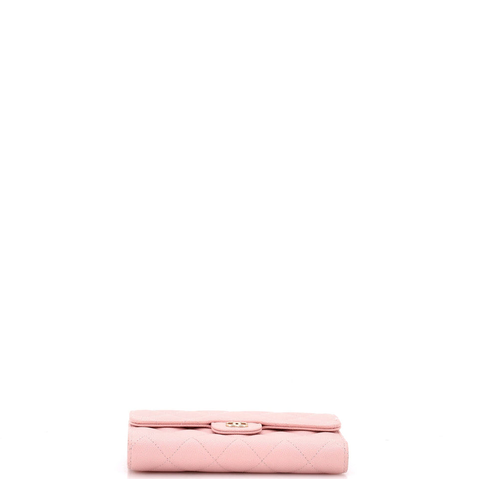 Trifold Classic Flap Wallet Quilted Caviar Medium