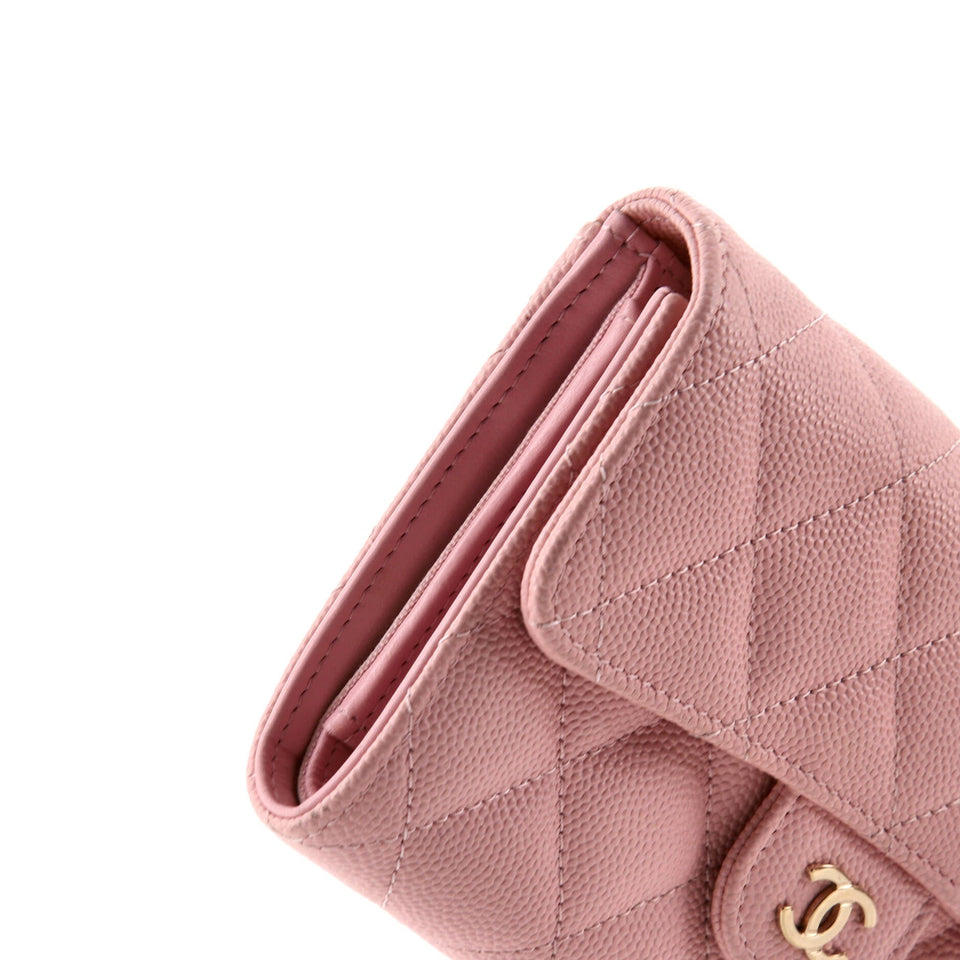 Trifold Classic Flap Wallet Quilted Caviar Medium