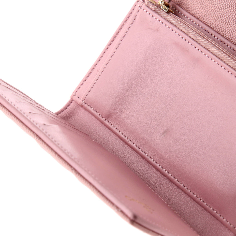 Trifold Classic Flap Wallet Quilted Caviar Medium