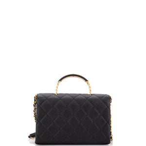 Carry Me Top Handle Flap Bag Quilted Caviar Small