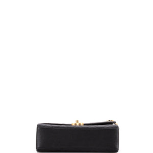 Carry Me Top Handle Flap Bag Quilted Caviar Small