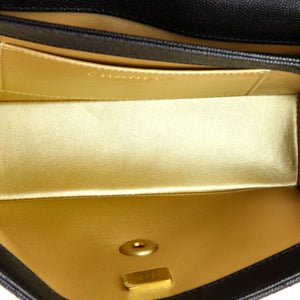 Carry Me Top Handle Flap Bag Quilted Caviar Small