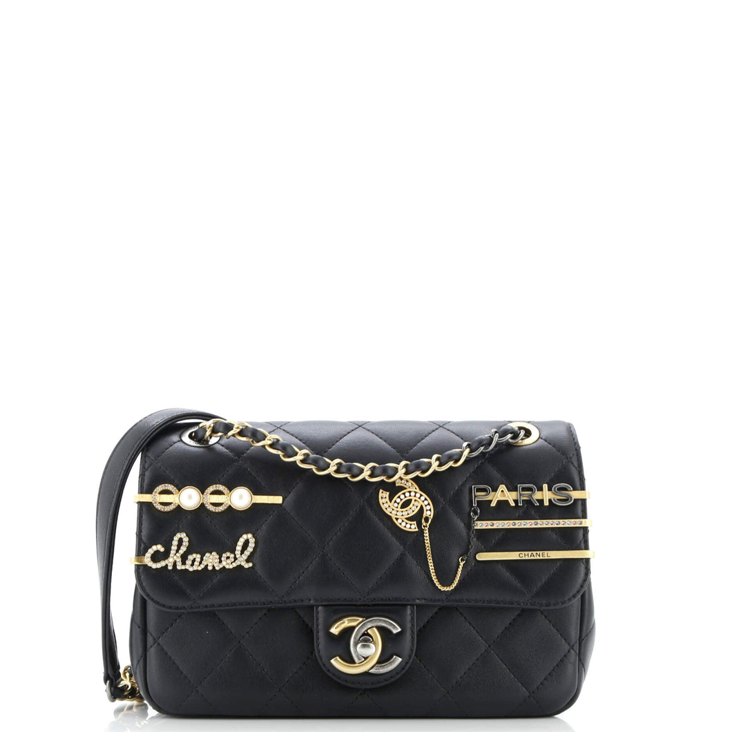 Coco Clips Flap Bag Embellished Quilted Lambskin Small