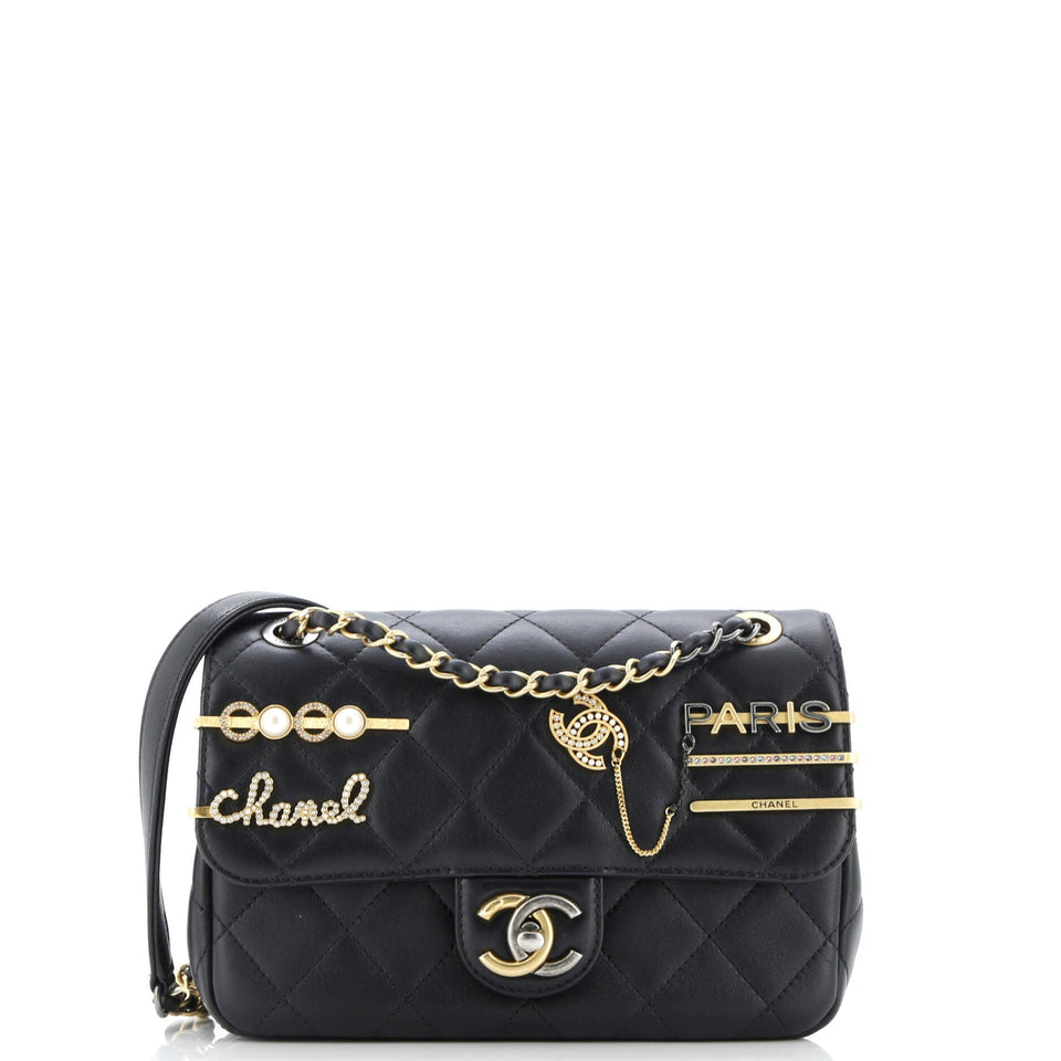 Coco Clips Flap Bag Embellished Quilted Lambskin Small
