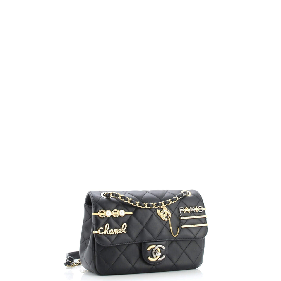 Coco Clips Flap Bag Embellished Quilted Lambskin Small