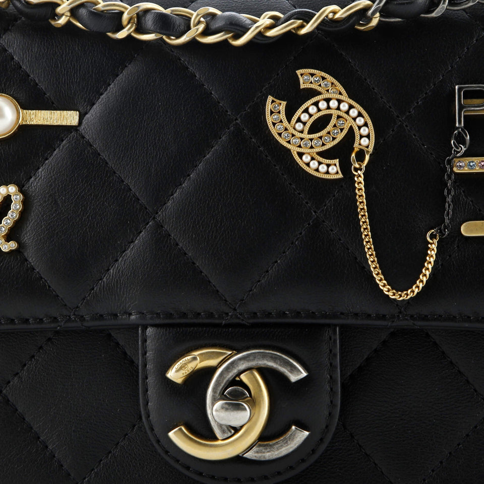 Coco Clips Flap Bag Embellished Quilted Lambskin Small