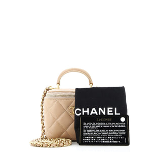 Classic Top Handle Vanity Case with Chain Quilted Lambskin Mini