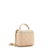 Classic Top Handle Vanity Case with Chain Quilted Lambskin Mini
