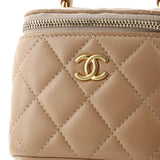 Classic Top Handle Vanity Case with Chain Quilted Lambskin Mini