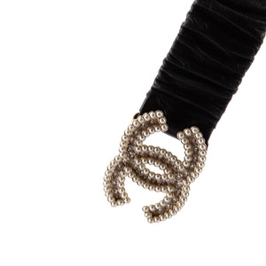 CC Elastic Belt Leather with Metal, Crystals and Faux Pearls 80