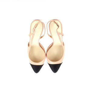 Women’s Cap Toe Pearl Slingback Pumps Leather