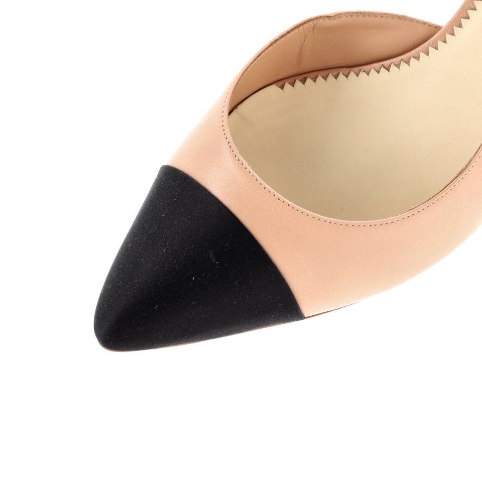 Women’s Cap Toe Pearl Slingback Pumps Leather