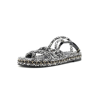 Women's CC Chain Sandals Braided Cord