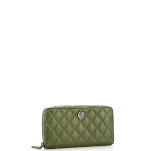 CC Medallion Zip Wallet Quilted Caviar Long