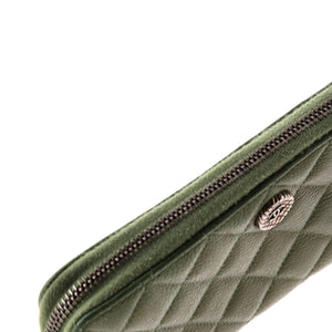 CC Medallion Zip Wallet Quilted Caviar Long