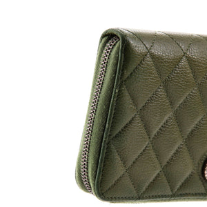 CC Medallion Zip Wallet Quilted Caviar Long