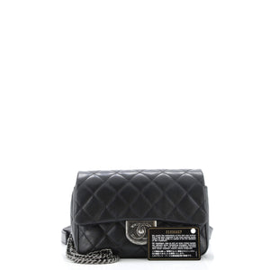 Double Carry Chain Waist Bag Quilted Goatskin Small