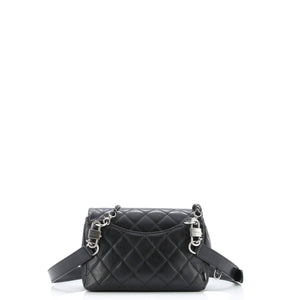 Double Carry Chain Waist Bag Quilted Goatskin Small