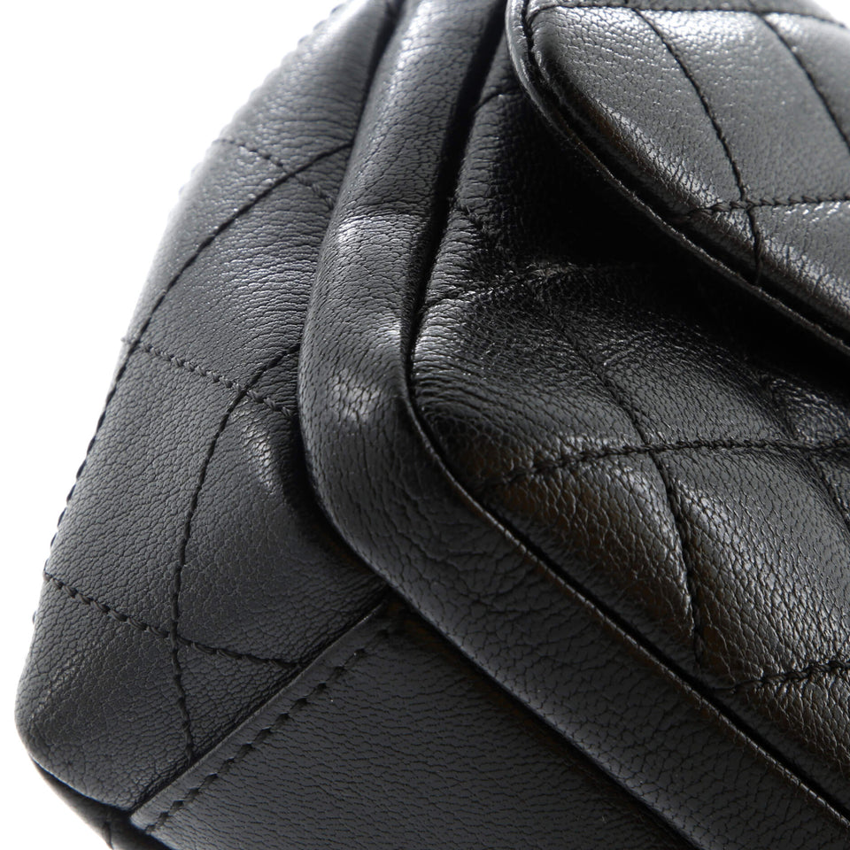 Double Carry Chain Waist Bag Quilted Goatskin Small
