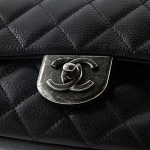Double Carry Chain Waist Bag Quilted Goatskin Small