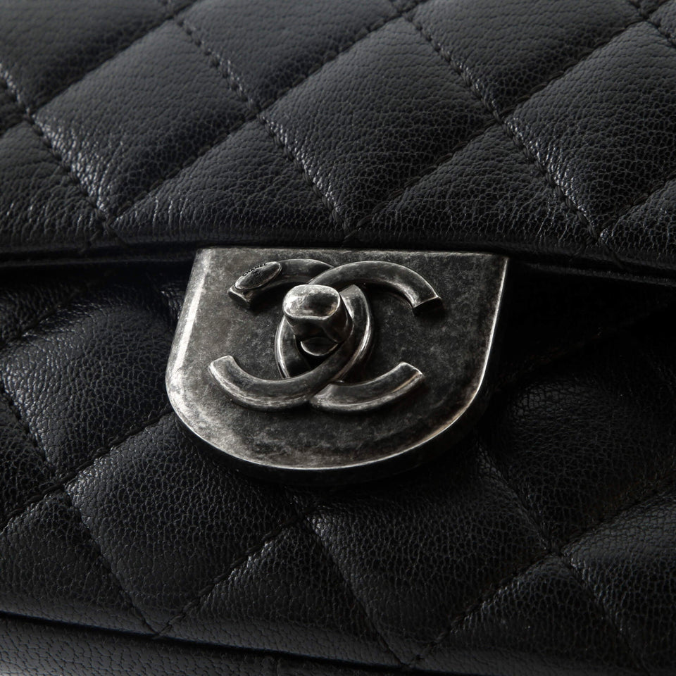 Double Carry Chain Waist Bag Quilted Goatskin Small