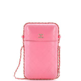 Chain Around Phone Holder Box Crossbody Quilted Lambskin