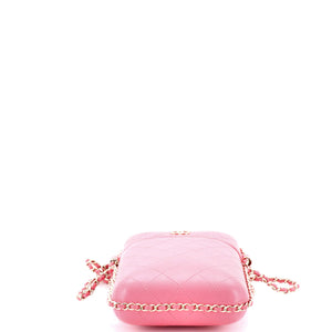Chain Around Phone Holder Box Crossbody Quilted Lambskin