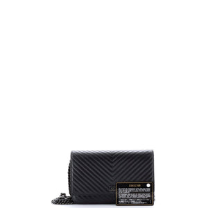 So Black Wallet on Chain Chevron Lambskin