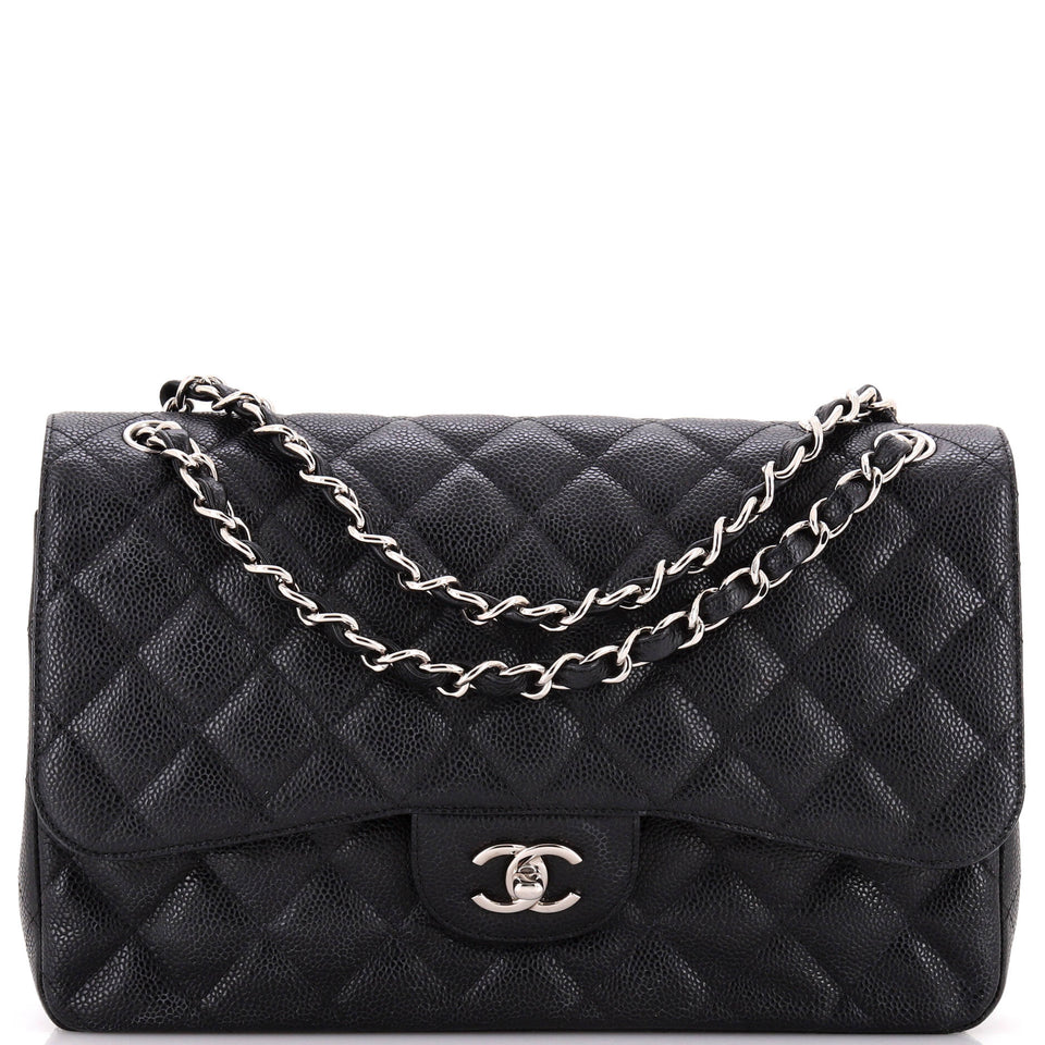Classic Double Flap Bag Quilted Caviar Jumbo