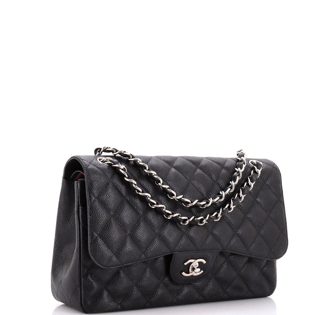 Classic Double Flap Bag Quilted Caviar Jumbo