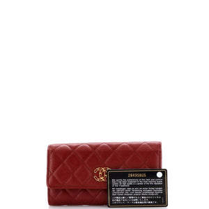 Chain Infinity Flap Wallet Quilted Lambskin Long