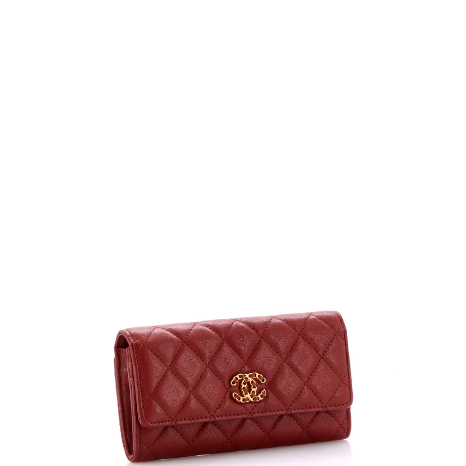 Chain Infinity Flap Wallet Quilted Lambskin Long