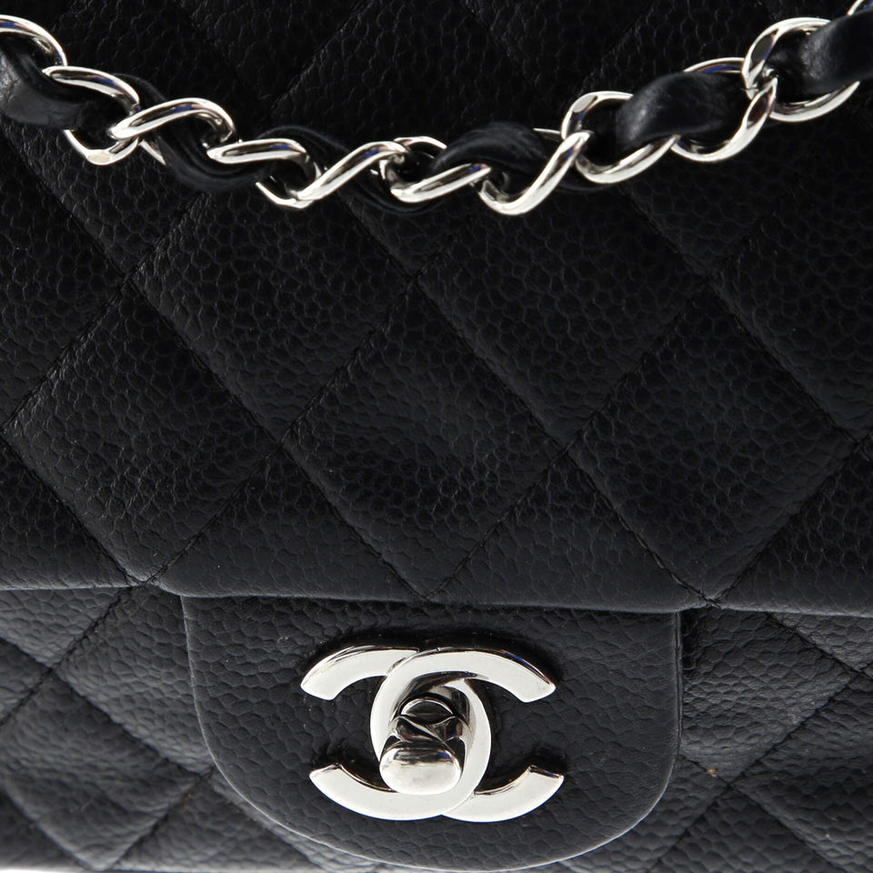 Classic Single Flap Bag Quilted Caviar Mini