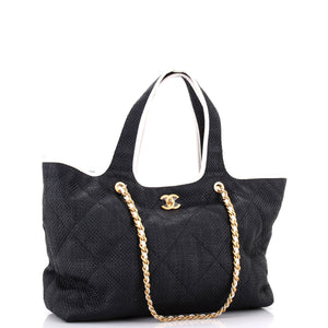 Coco Beach CC Shopper Tote Quilted Raffia Maxi