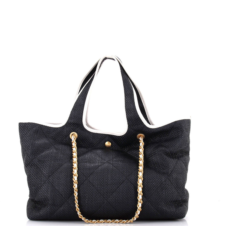 Coco Beach CC Shopper Tote Quilted Raffia Maxi