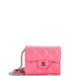 Classic Flap Card Holder on Chain Quilted Lambskin Mini