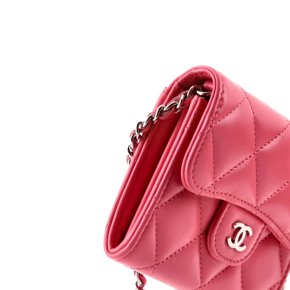 Classic Flap Card Holder on Chain Quilted Lambskin Mini