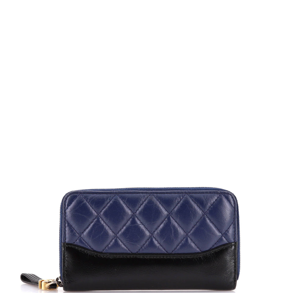 Gabrielle Zip Around Wallet Quilted Aged Calfskin Small