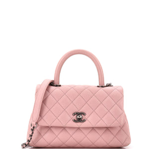 Coco Top Handle Bag Quilted Caviar Mini