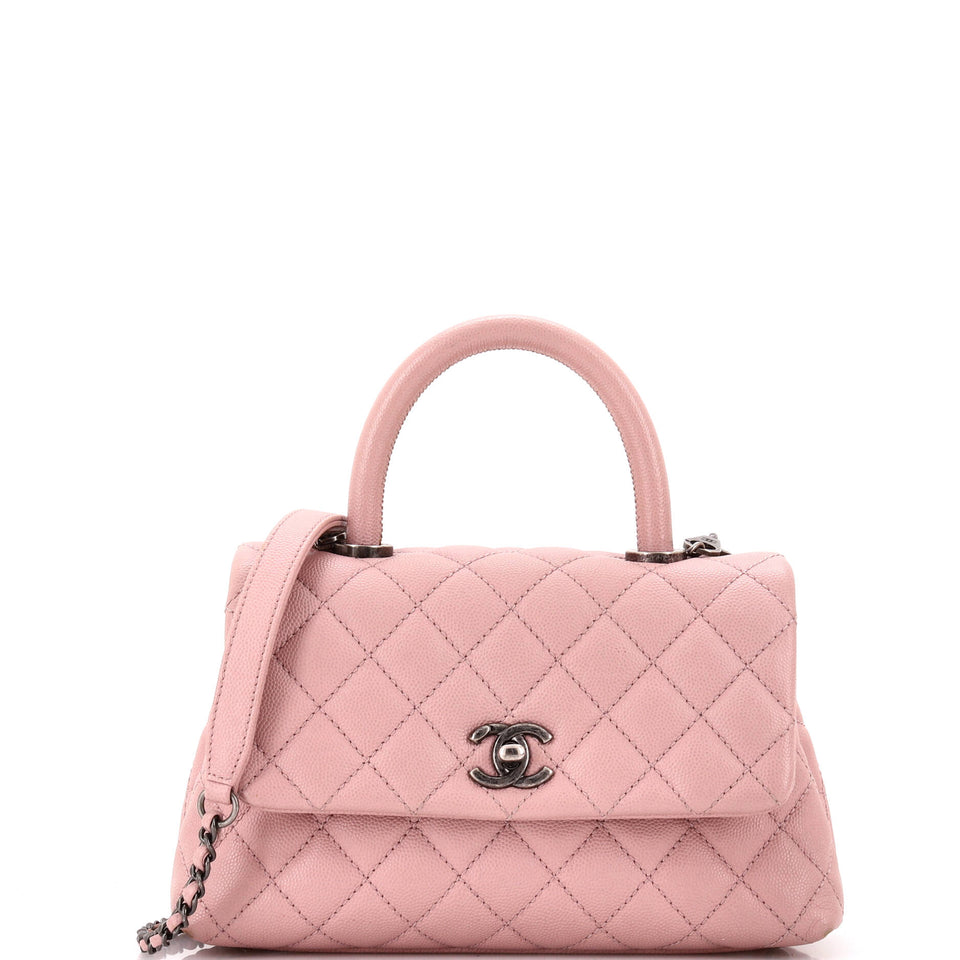 Coco Top Handle Bag Quilted Caviar Mini