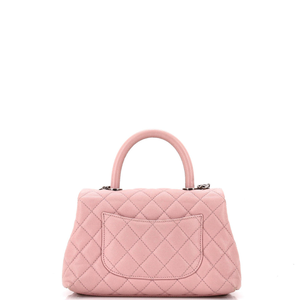 Coco Top Handle Bag Quilted Caviar Mini