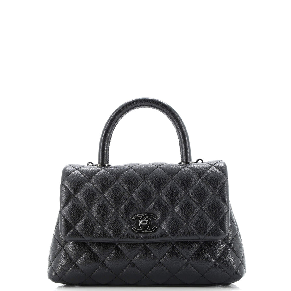 So Black Coco Top Handle Bag Quilted Caviar Mini