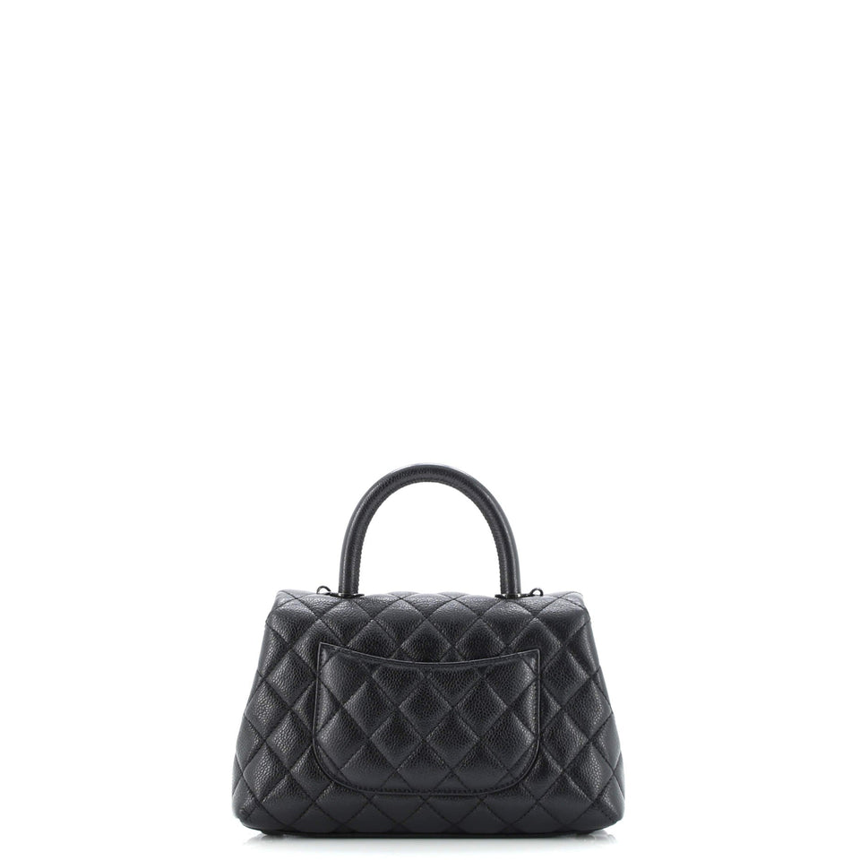 So Black Coco Top Handle Bag Quilted Caviar Mini