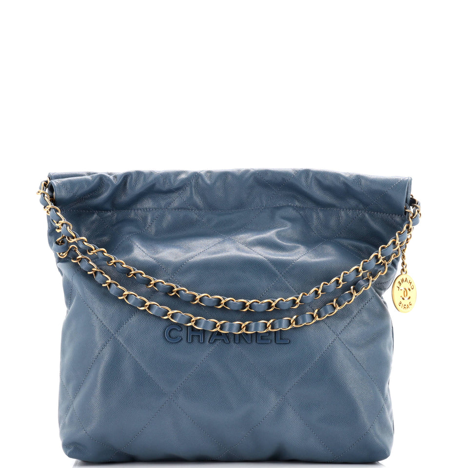 22 Chain Hobo Quilted Caviar Small